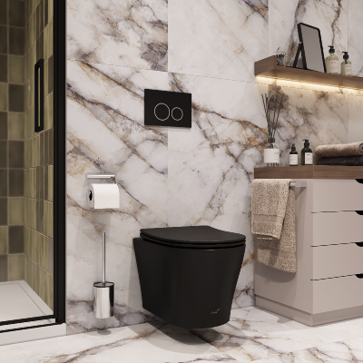 Унитаз ADIGE Aria MB подвесной безободковый черный матовый, ТЕРМООБЖИГ (не плёнка) CT9246 Ceruttispa (490х360х355) фото в интернет-магазине Русалия