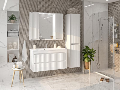 Зеркальный шкаф Balaton 100 (белый) BAL-04100-01-011 Brevita фото в интернет-магазине Русалия