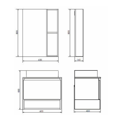 COMFORTY. Зеркало-шкаф "Прага-60" дуб белый фото в интернет-магазине Русалия
