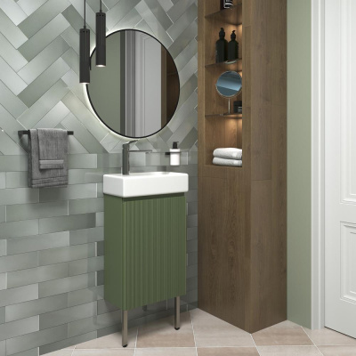 Тумба с раковиной WC Area 40 см матовый зеленый 221805004 Wellsee фото в интернет-магазине Русалия