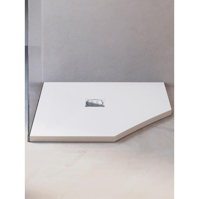 Каменный душевой поддон трапеция RGW ST/T-W Белый  800x800 фото в интернет-магазине Русалия