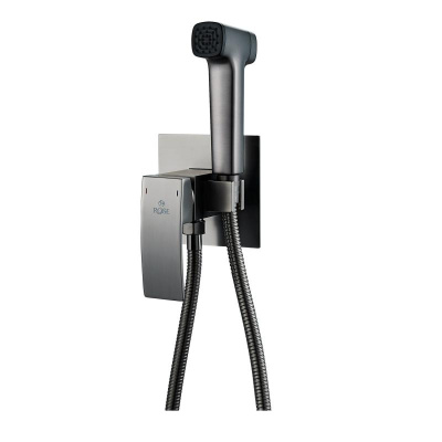 Гигиенический душ со смесителем Rose R1505T-2, оружейная сталь фото в интернет-магазине Русалия