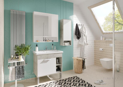 Зеркальный шкаф AQUATON Флай 80 белый, дуб крафт 1A237702FAX10 фото в интернет-магазине Русалия