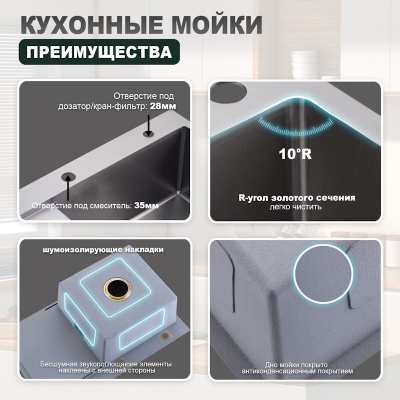 Кухонная мойка Splenka S704.7850.05, сатин фото в интернет-магазине Русалия