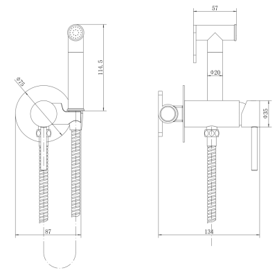 Смеситель FASHUN встраиваемый в комплекте с гигиенической лейкой (A7505) фото в интернет-магазине Русалия