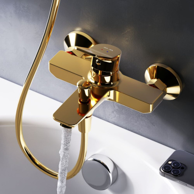 F85A10099 X-Joy, смеситель д/ванны/душа, золото AM.PM фото в интернет-магазине Русалия