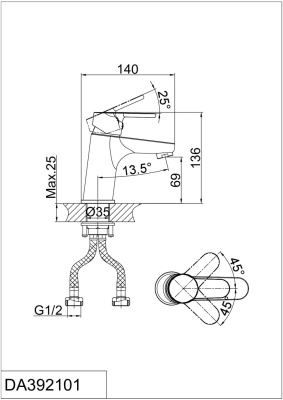 Смеситель для раковины DK Rhein Marx (DA1392101) фото в интернет-магазине Русалия