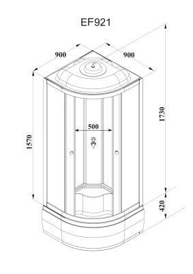 Кабина EF921 душевая PARLY 
 90х90х215 см фото в интернет-магазине Русалия