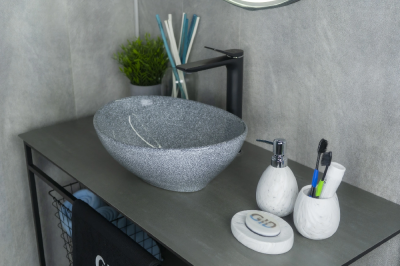 Раковина накладная овальная под серый камень MNC 331 GID фото в интернет-магазине Русалия