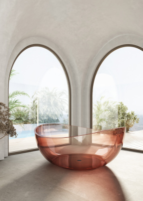 Прозрачная ванна ABBER Kristall AT9705Koralle розовая 150х150х64,6 см фото в интернет-магазине Русалия