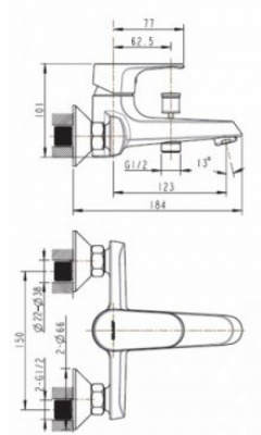 Смеситель для ванны Alfa F6120178CP-01 Bravat фото в интернет-магазине Русалия