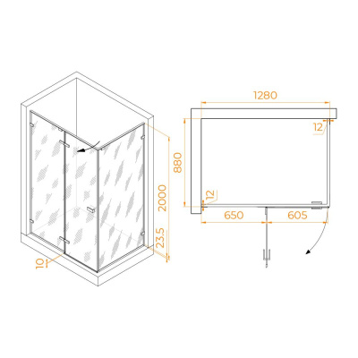 Душевой уголок RGW SV-040B 1300x900, профиль черный, стекло прозрачное фото в интернет-магазине Русалия