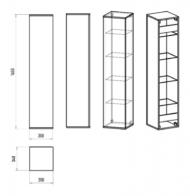 Шкаф - пенал Savoy 35 подвесной универсальный (белый) SAV-05035-010 Brevita фото в интернет-магазине Русалия