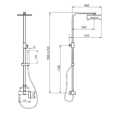 Душевая стойка ABBER Daheim AF8220G без излива, золото матовое фото в интернет-магазине Русалия