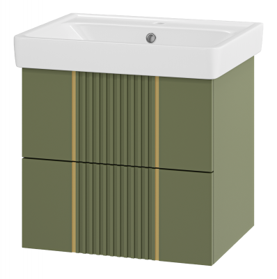 Тумба Vega 60 подвесная (зеленая) с раковиной Dreja Q 60 Brevita фото в интернет-магазине Русалия