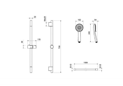 Душевой гарнитур 3jet 65 см AQUATEK AQ2017CR БЕТТА фото в интернет-магазине Русалия