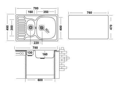 Кухонная мойка UKINOX Комфорт COP780.490 15GT8K 1R, 49*78 фото в интернет-магазине Русалия