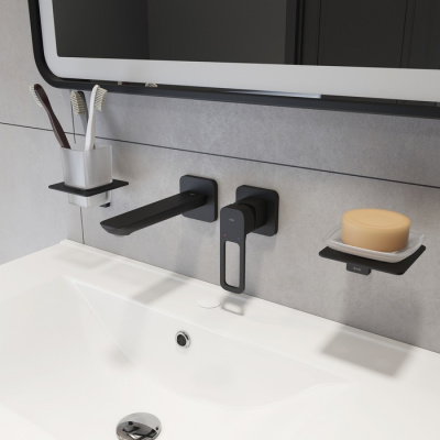 Встраиваемый смеситель для умывальника IDDIS черный матовый, Slide (SLIBL00i65) фото в интернет-магазине Русалия