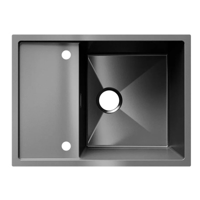 Кухонная мойка Ulgran Steel 680x500, черная брашированная сталь фото в интернет-магазине Русалия
