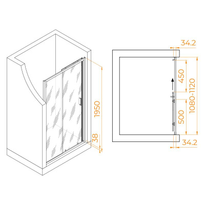 Душевая дверь RGW PA-14B 1100, стекло прозрачное, профиль черный фото в интернет-магазине Русалия