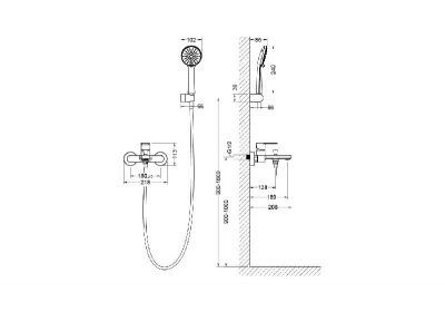 Смеситель для ванны с душевым набором AQUATEK AQ1449CR ЛИРА фото в интернет-магазине Русалия
