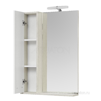Зеркальный шкаф AQUATON Бекка PRO 60 белый, дуб сомерсет 1A214602BAC20 фото в интернет-магазине Русалия