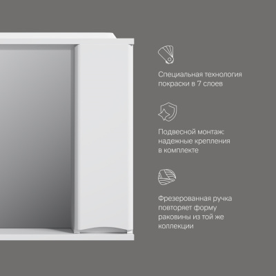M80MPR0801WG Like, зеркало, частично-зеркальный шкаф, 80 см, с подсветкой, правый, белый, глянец, шт Am.Pm фото в интернет-магазине Русалия