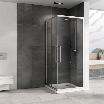 Душевой уголок ABBER Schwarzer Diamant AG02080H 80х80 квадрат, профиль хром, прозрачное стекло фото в интернет-магазине Русалия