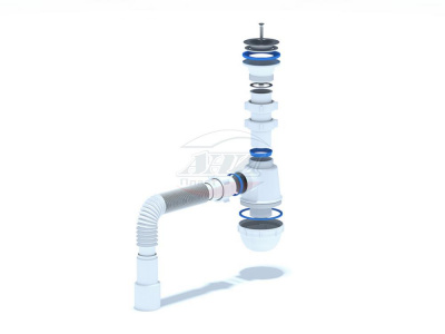 Сифон для раковины с выпуском и гофрой "Грот" А-0115 ANI фото в интернет-магазине Русалия