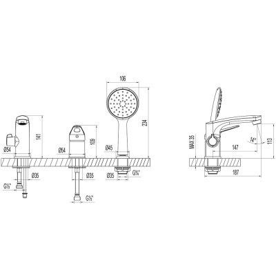 Смеситель Lemark Luna на борт ванны (LM4147C) фото в интернет-магазине Русалия