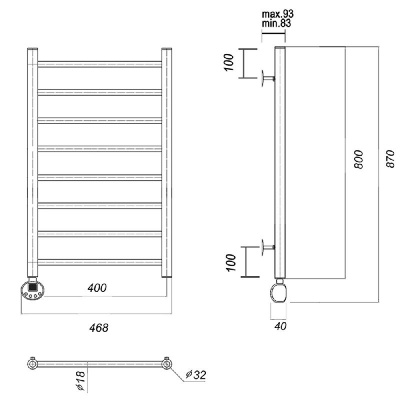 Электрический полотенцесушитель Медея П8 400x800 EL , золото глянец Domoterm фото в интернет-магазине Русалия