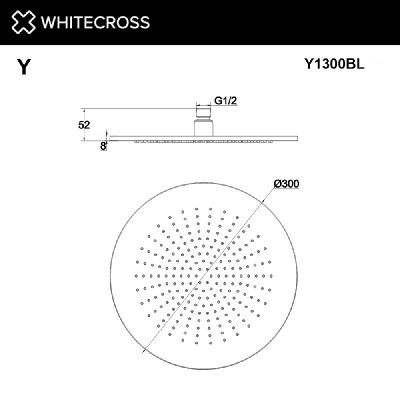 Верхний душ WHITECROSS D=30 см Y1300BL (черный мат) фото в интернет-магазине Русалия