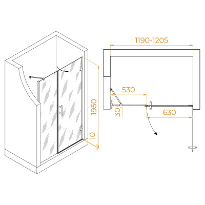 Душевая дверь RGW HO-012 1200, стекло прозрачное, профиль хром фото в интернет-магазине Русалия