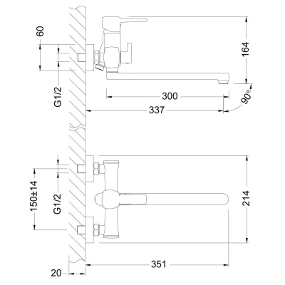Смеситель для ванны Lemark Evitta (LM0551C) фото в интернет-магазине Русалия