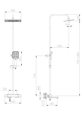 Тропическая душевая система RUSH термостатическая с изливом хром (ST4235-60) фото в интернет-магазине Русалия