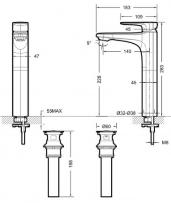 Смеситель для умывальника высокий Source F1173218CP-A-ENG Bravat фото в интернет-магазине Русалия