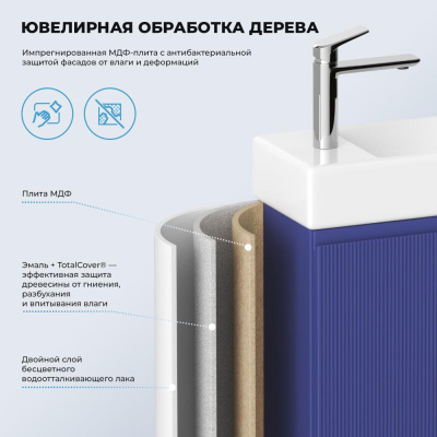 Тумба с раковиной WC Area 40 см матовый синий 221804005 Wellsee фото в интернет-магазине Русалия