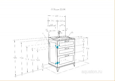 Тумба под раковину AQUATON Леон 65 Н дуб бежевый 1A194601LBPR0 фото в интернет-магазине Русалия