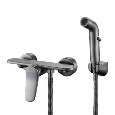 Гигиенический душ со смесителем Shevanik S4705T-1, оружейная сталь фото в интернет-магазине Русалия