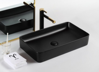 Раковина накладная прямоугольная черная матовая Bm9396 GID фото в интернет-магазине Русалия