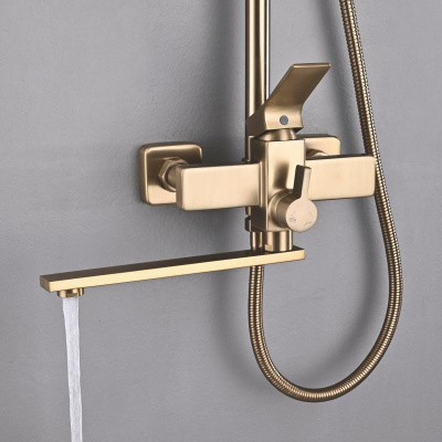 Душевая система Shevanik S6136G, золотой сатин фото в интернет-магазине Русалия