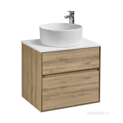 Тумба под раковину AQUATON Либерти 60 2 ящика, дуб эльвезия 1A279401LYC70 фото в интернет-магазине Русалия