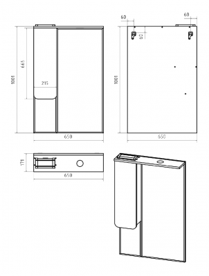 Зеркальный шкаф Чегет 65 левый П-Чег-02065-01Л Misty фото в интернет-магазине Русалия