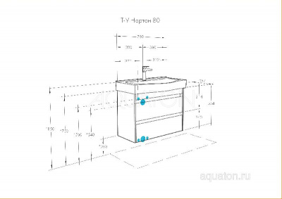 Тумба под раковину AQUATON Нортон 80 белая 1A248901NT010 фото в интернет-магазине Русалия