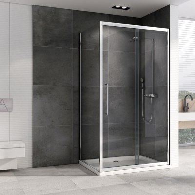 Душевой уголок ABBER Schwarzer Diamant AG30120H-S80 80х120 прямоугольный, профиль хром, прозрачное стекло фото в интернет-магазине Русалия