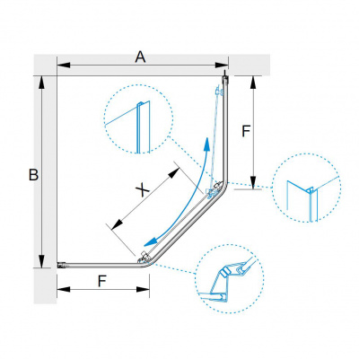 Душевой уголок трапеция 100х120 PA-86 RGW фото в интернет-магазине Русалия