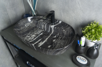 Раковина накладная овальная под черный камень Stone Edition Bs1346 GID фото в интернет-магазине Русалия