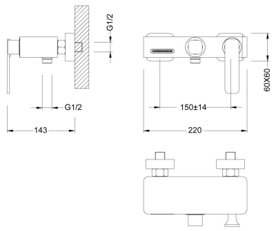 смесители для ванны и душа Timo Torne черный (4314/03Y) фото в интернет-магазине Русалия