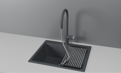 Смеситель для кухни GRANULA с выдвижным изливом (8172, ГРАФИТ) фото в интернет-магазине Русалия