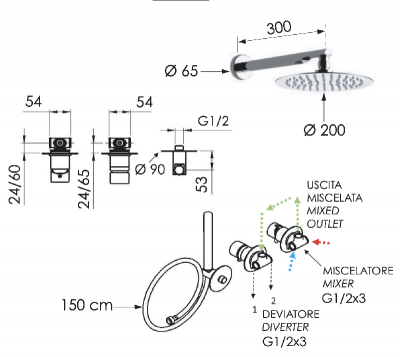 Душевая система Remer X Style X96S02NO, черный матовый фото в интернет-магазине Русалия